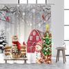 Funny Red Santa Claus Shower Curtain Gold Xmas Balls Gifts White Snowflakes Winter Christmas Bath Curtains Home Bathroom Decor