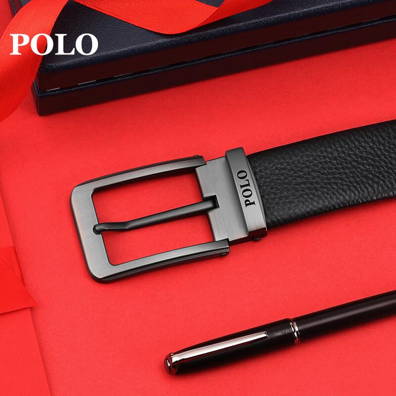 Мужской деловой повседневный кожаный ремень POLO с узором под крокодила 110cm