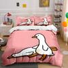 Two Cartoon Ducks Interacting Pattern Duvet Cover Set Digital Print Colorful Polyester Bedding with Zipper Closur for Kids Gifts