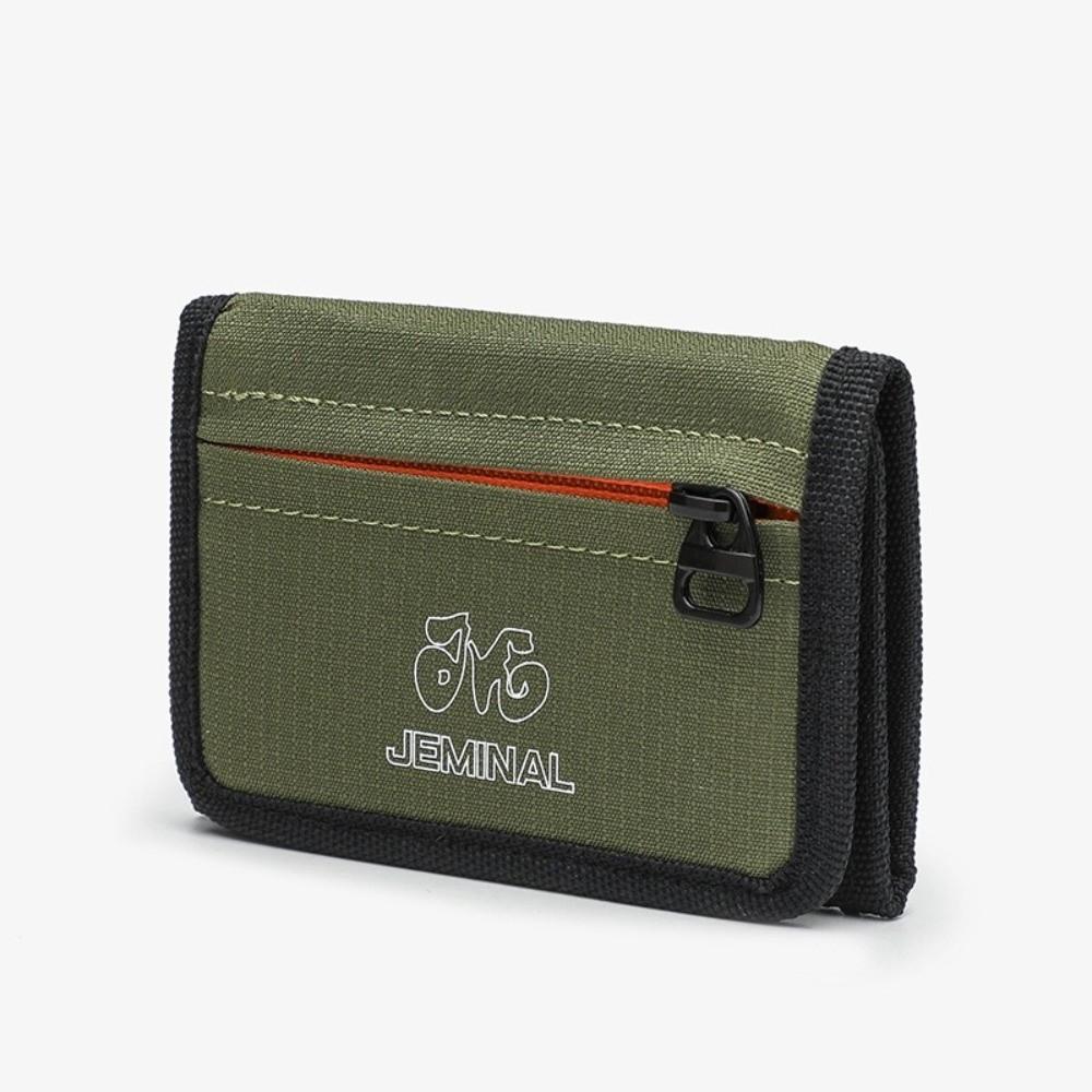 

Casual Zipper Trifold Wallet Canvas Slim Travel Coin Purse Wear-resistant Ultralight Students ID Card Holder for Men Women темно-зелений колір