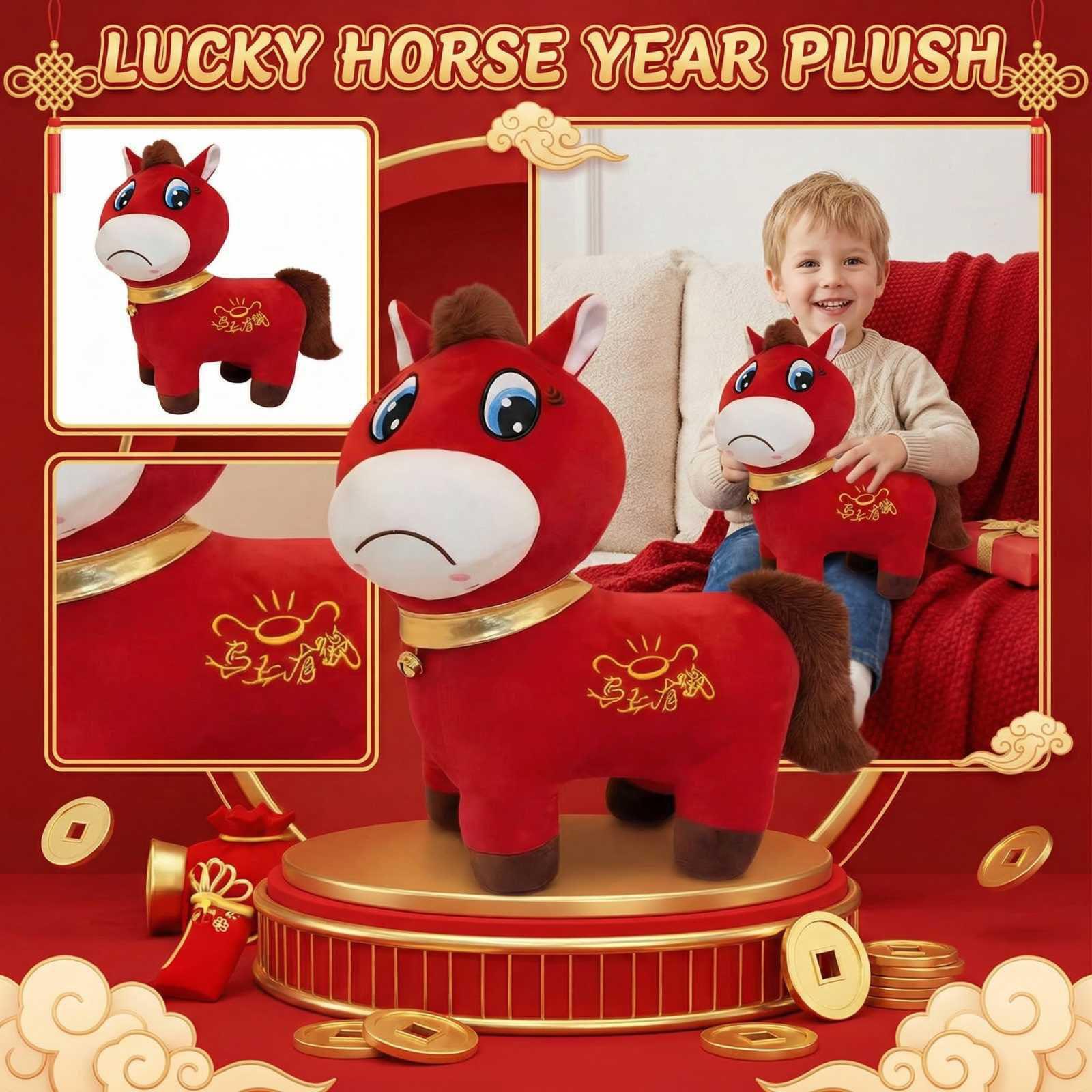 

Year Of Mascot Plush Toy Cute Cartoon Gift Doll Crying Horse one size