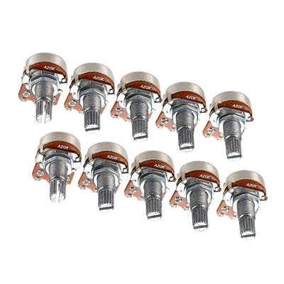 10 Stück Elektrische Gitarren-Potis Spaltachse Gitarren-Potentiometer A20K Lautstärke-Tonregelung Gitarren-Potentiometer Langlebig