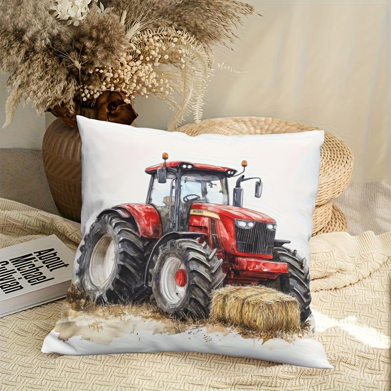 Rustic Tractor Farm Life Pillowcase Cushion Cover for Farmhouse Decor Countryside Agriculture Square Throw Accent Pillow 45x45cm