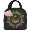 Mandala Boho Crescent Moon Sun Dreamcatcher Lunch Bag Waterproof Portable Tote Bag for Fashion Lunch Box with Zip Closure