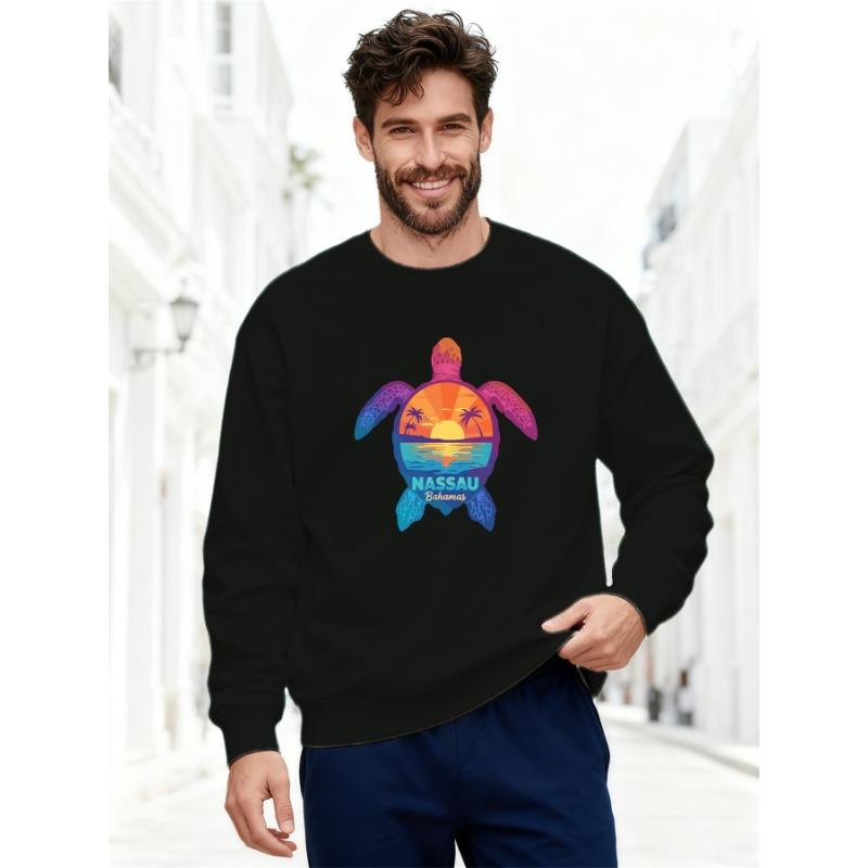Men's Casual Round-Neck Sweatshirt With Turtle Design From Nassau Bahamas.