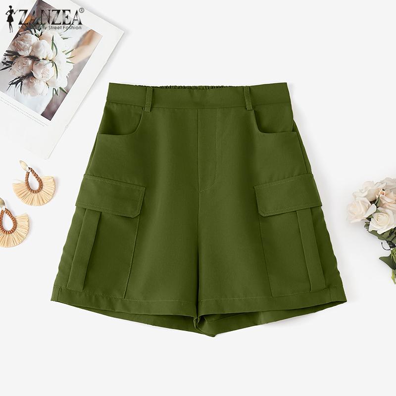 ZANZEA Women Casual Elastic Waist Loose Summer Shorts
