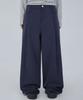 CHICKS Pintuck Wide Cotton Pants Navy