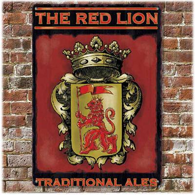 [A0639] - Retro Metal Sign 'The Red Lion' Vintage Red - 40x30 Cm