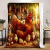 Hen and Chicks In Sunlit Farmyard Print Blanket Soft and Cozy Perfect for the Living Room Bed Sofa or a Nap,gift