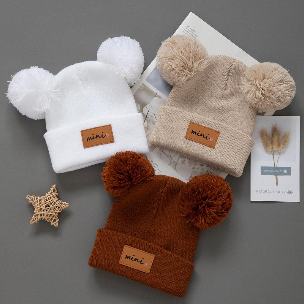 3pcs Kids Knitted Bonnet Bebe Newborn Baby Hat Pompom Cute Winter Hat for Boys Girls Children Warm Beanie Cap 0-3Y
