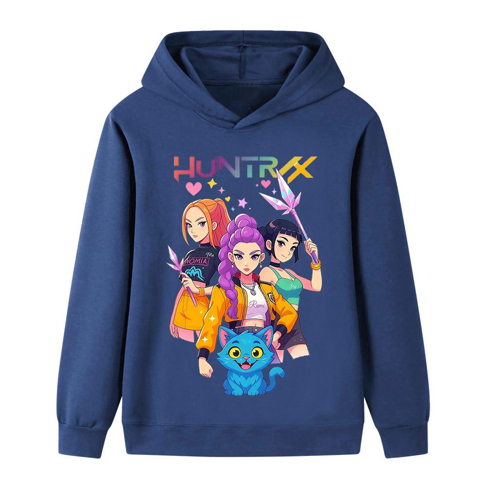 B1233 Kids Boys Girls Kpop Rumi Zoey Mira Print Long Sleeves Hoodie