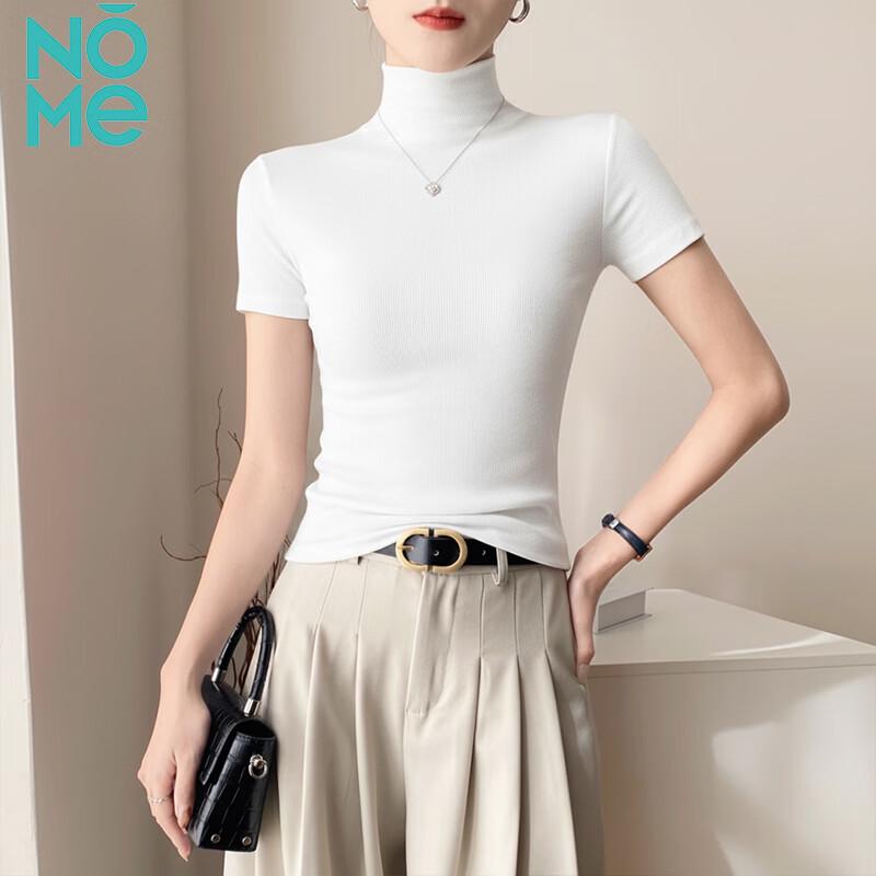 NOMe Women s Slim Fit Ribbed Turtleneck Short Sleeve Top 2XL