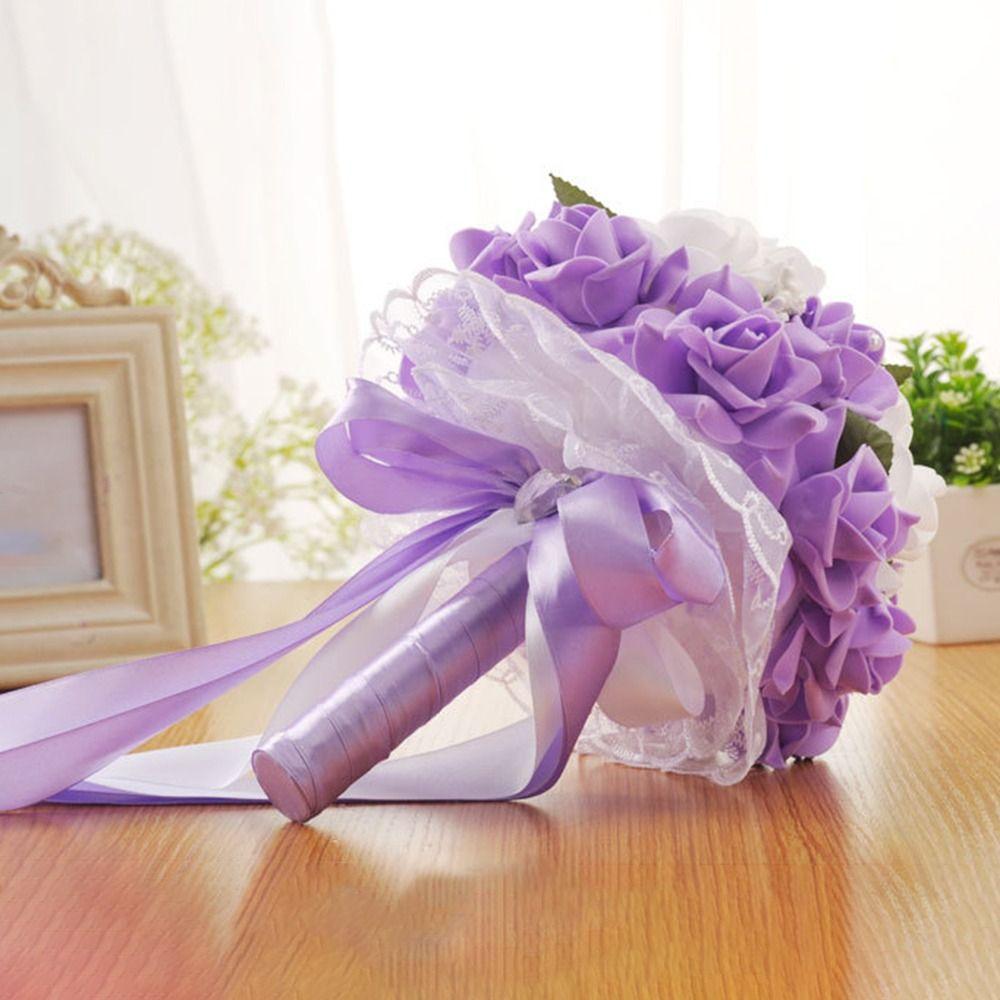 Romantic Artificial Hand Bouquet Silk Flowers Bridesmaid Bouquet Ceremony Anniversary