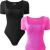 2023 Summer Women's Yoga Ribbed Short Sleeve Jumpsuit