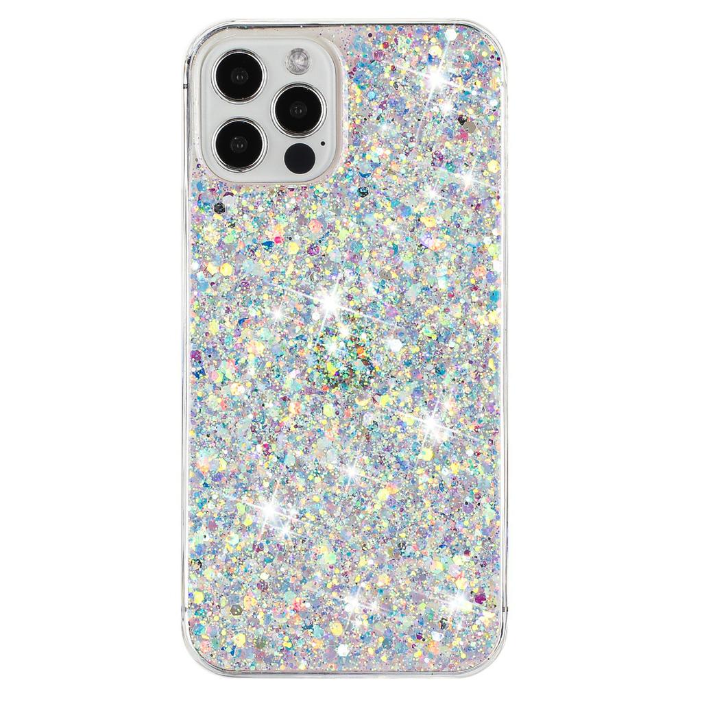 For iPhone 16 Pro Max Case TPU Drop Protection Epoxy Glittery Sequins Phone Cover