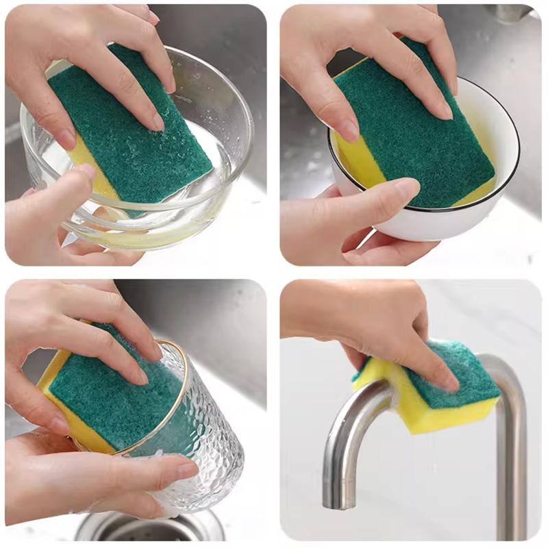 10Pcs Dishwashing Sponge Kitchen Nano Emery Magic Clean Rub Pot Rust Focal Stains Sponge Removing Kit Cleaning Brush Sponges
