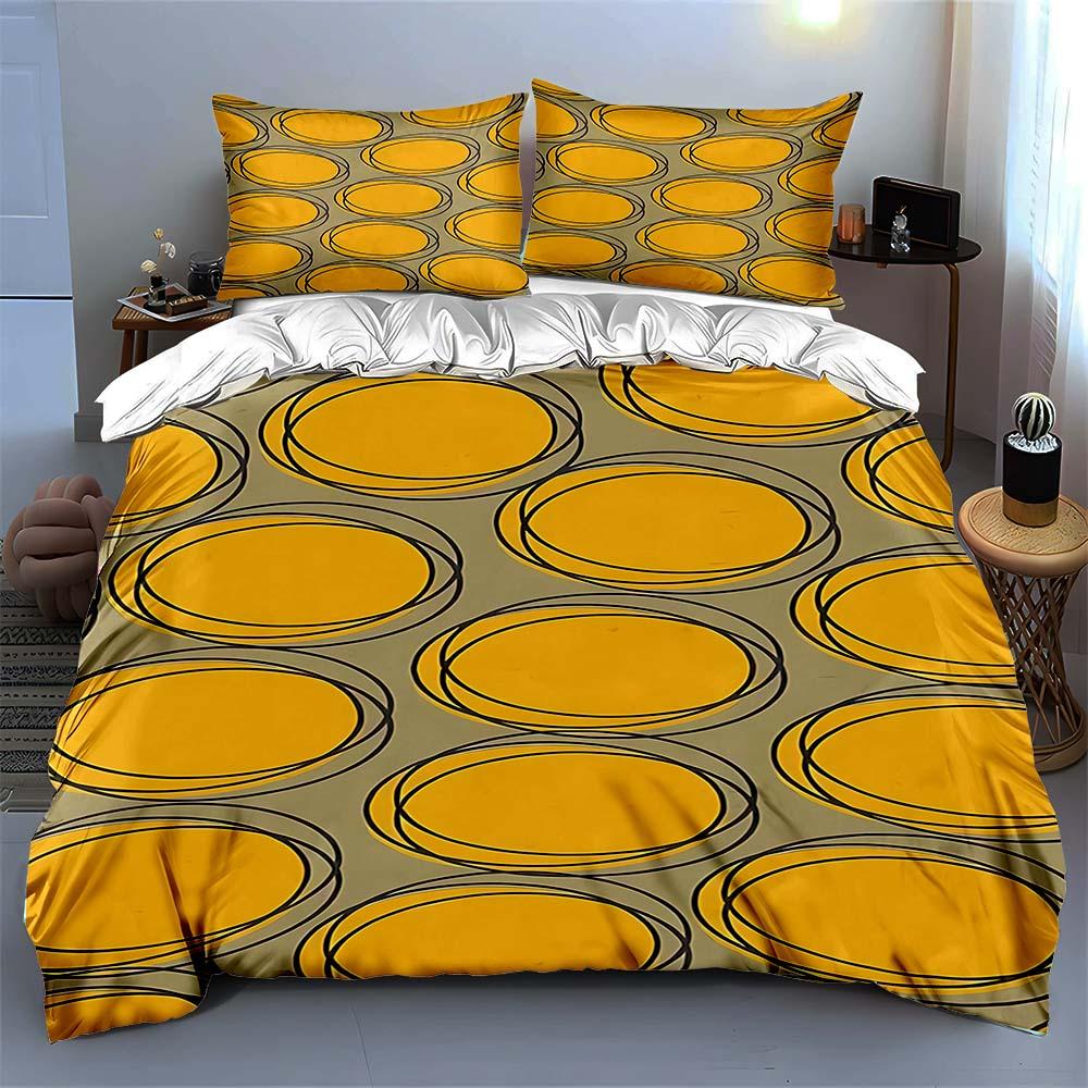 Yellow Concentric Circles. Bedding Duvet Cover Sets Duvet Covers Pillowcases Gifts (1 * Duvet Cover 2 * Pillowcases, Without Duvet Insert)