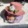 Original Design Simulation Flower Flat Top Woolen Top Hat Female British Elegant Fashion Versatile Chinese Style Wedding Hat