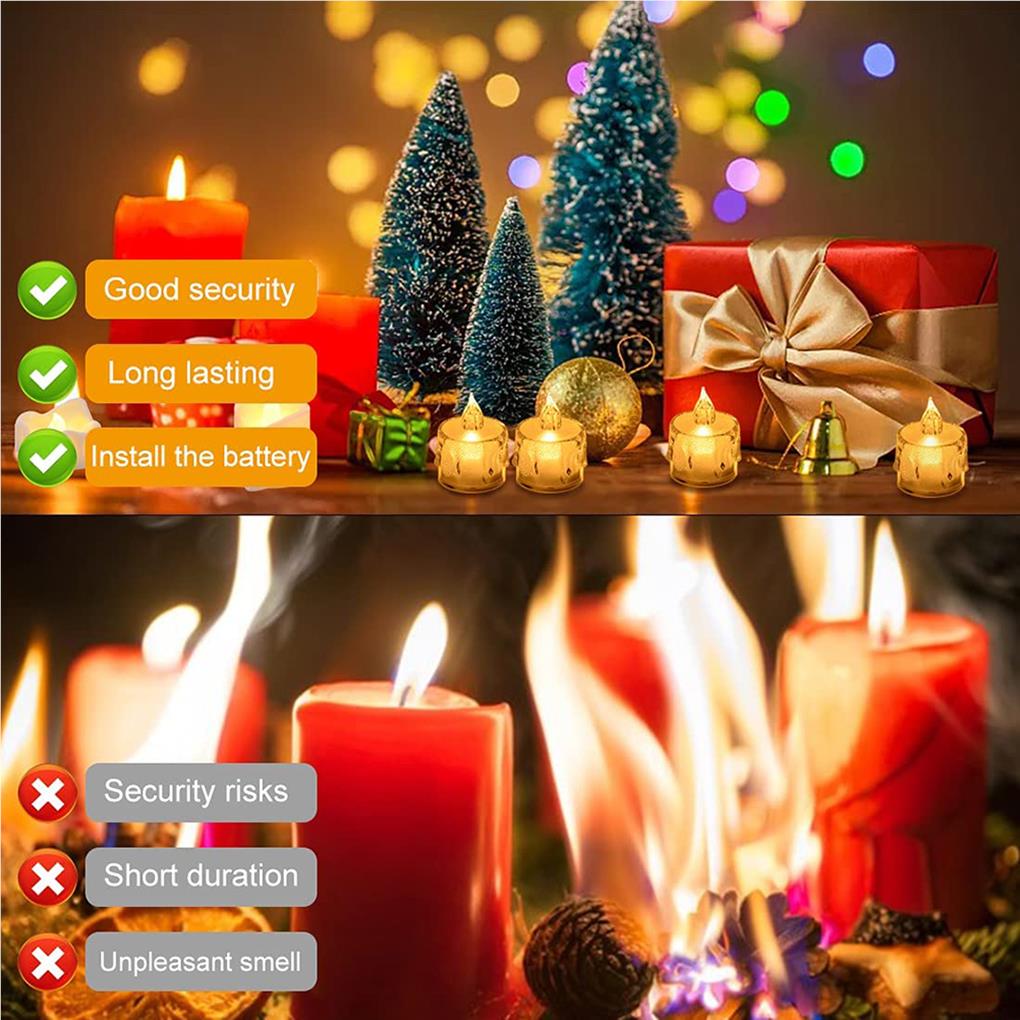 24 Pieces LED Candles Light Battery Powered Electronic Lamps Transparent ulation Tea Lights Halloween Birthday Party Home