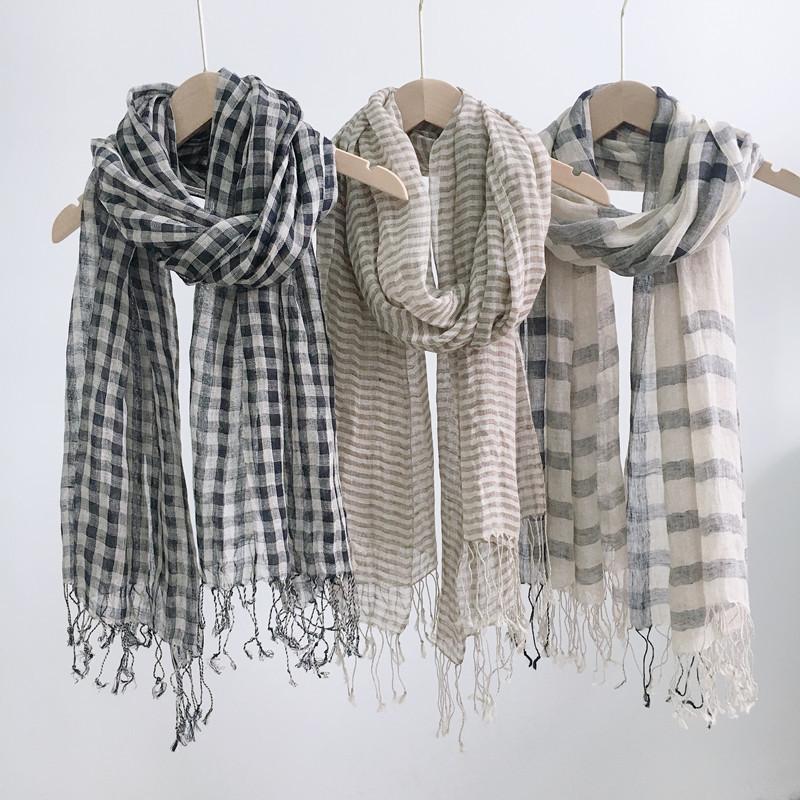 Pure Rain Dew Linen Primary Color Scarf Japanese And Korean Style Sunscreen Silk Scarf Thin Yarn Scarf