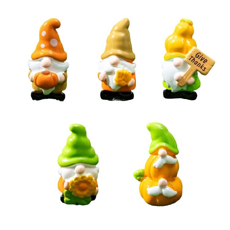 

Fall Mini Gnomes Figurines Autumn Thanksgiving Tiny Gnomes Small Gnomes Statue for Harvest Party Garden Landscape Decors 1