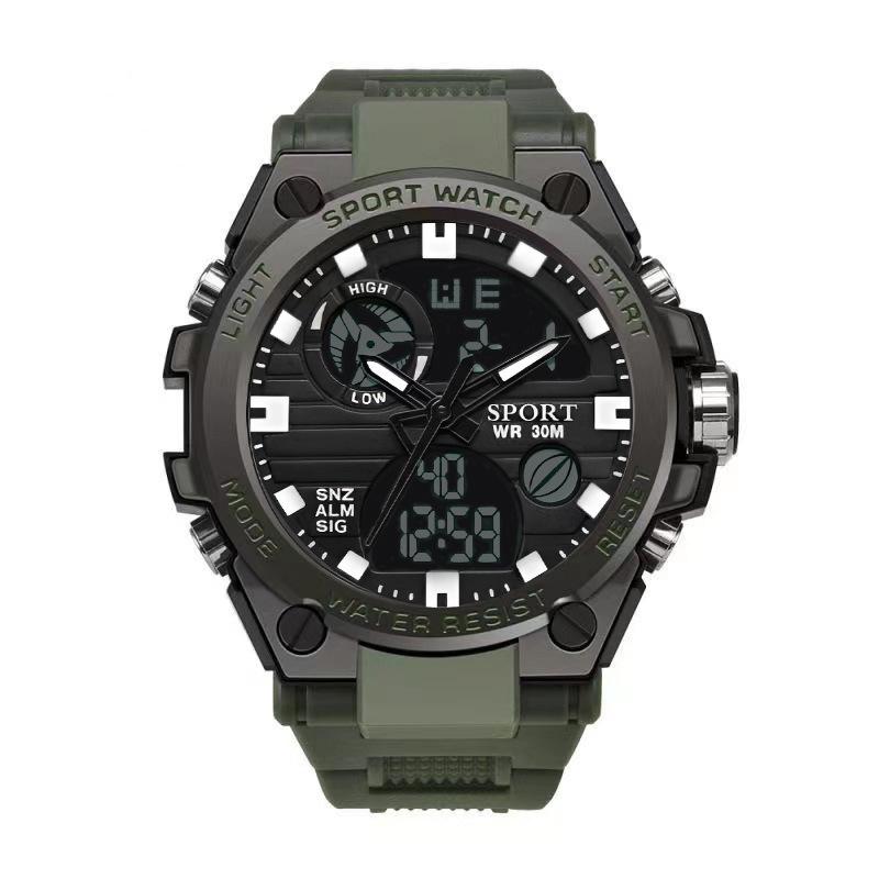 Men's Korean Style Multifunctional Outdoor Sports Luminous Dual Display Electronic Watch