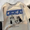 ZX Tee Harajuku Japanese Cat Drinking Printed Tops Woman Fashion O-Neck T-Shirt Streetwear Casual Summer Clothing Woman Tshirts