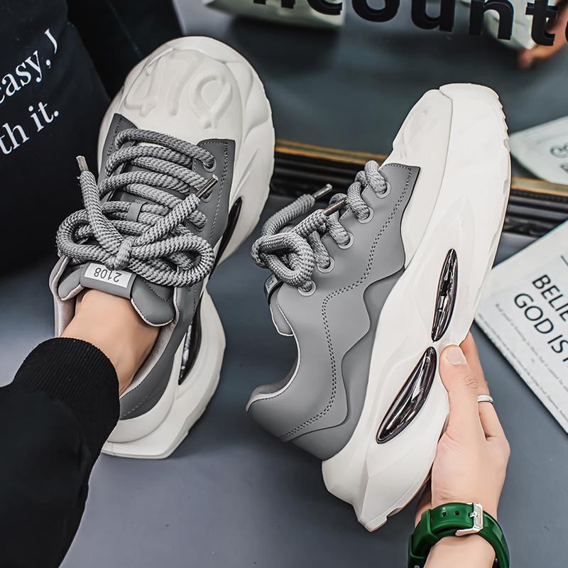 Men's Trend Platform Air Cushion Height Increase Sports Shoes Outdoor Non Slip Breathable Sports Running Shoes