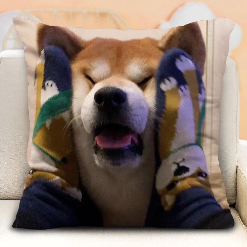 New Funny Shiba Inu Pillow Case Cute Cartoon Dog Cushion Cover For Bedroom Living Room Home Decorative Pillowcase