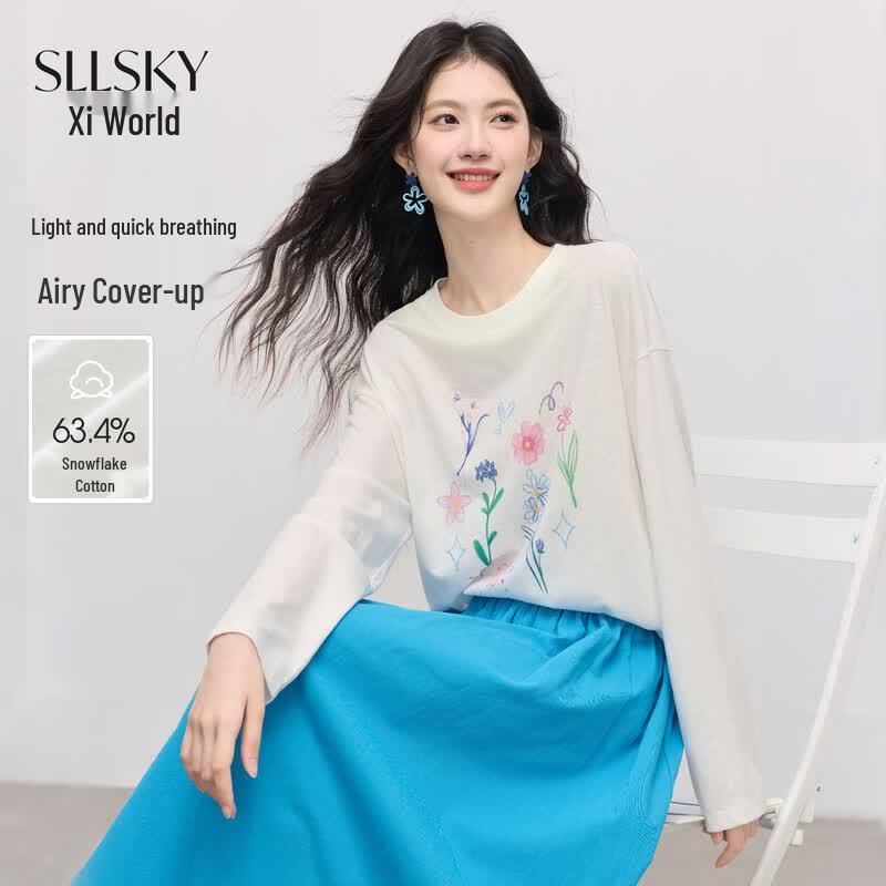 SLLSKY Floral Print Long Sleeve Sun Protection Top S