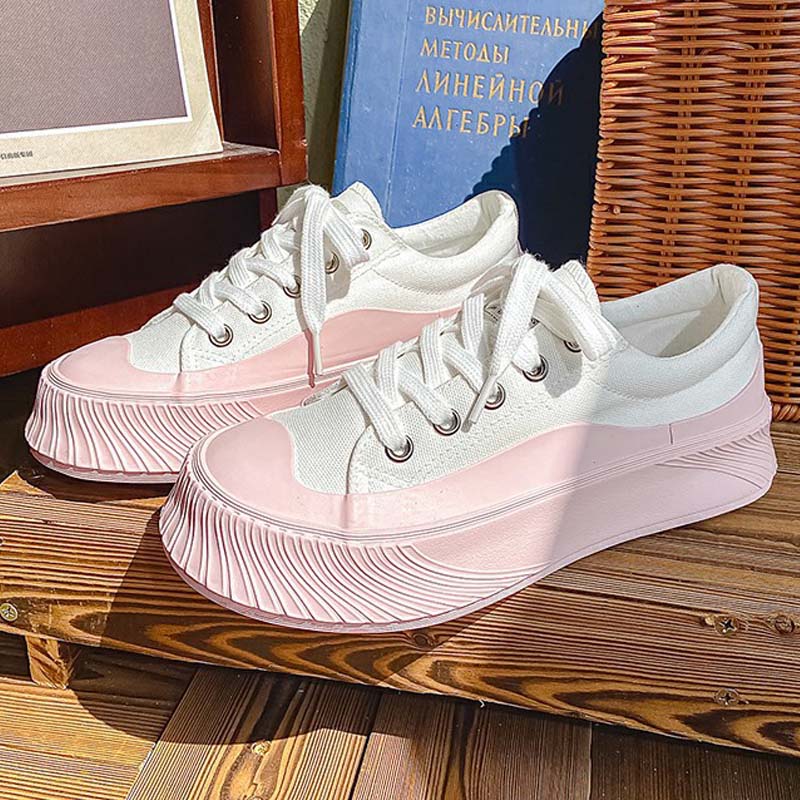 

Модная женская дышащая повседневная обувь на толстой подошве для дам 2025 Ins Модная мягкая обувь на плоской подошве с большой головкой Вулканизированная нескользящая обувь 12 цветов 9(40)