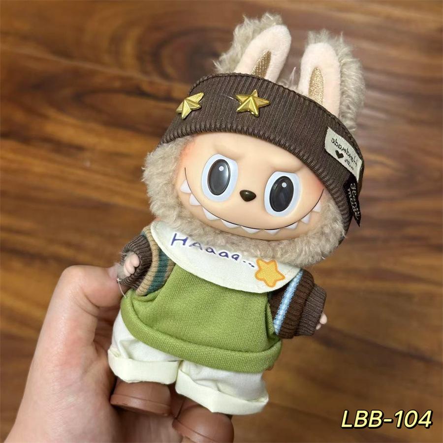 Can Wear Baby Clothes, Enamel Labubu 17cm Dolls Cute Dress-up Casual Suits Skirts Plush Clothes