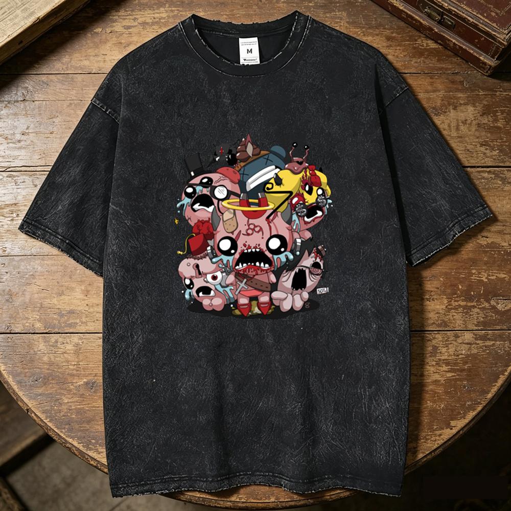 the Binding of Isaac cotton Vintage Washed t shirt men Classic Vintage korean clothes University aesthetic University anime