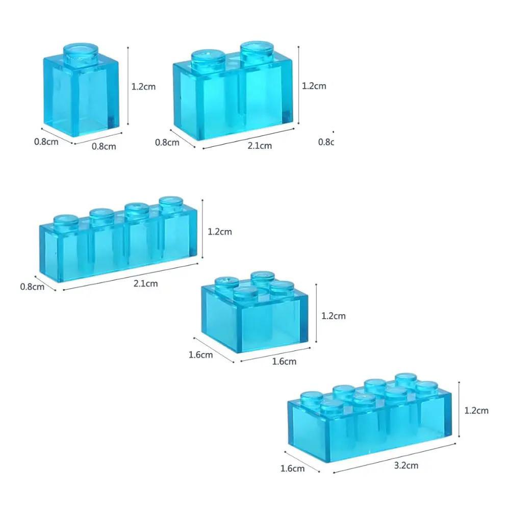 70pcs DIY Building Blocks Parts Transparent Blue Clear Small Particle Bricks Educational Toys for Children 1x1 1x2 2x2 2x4