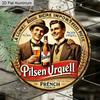 Panneau Métallique Rond Rétro en Aluminium Plat 2D Publicité pour la Bière Pilsner Urquell, Décoration Murale Vintage avec Corde de Suspension, Décoration Rustique Chic pour la Maison