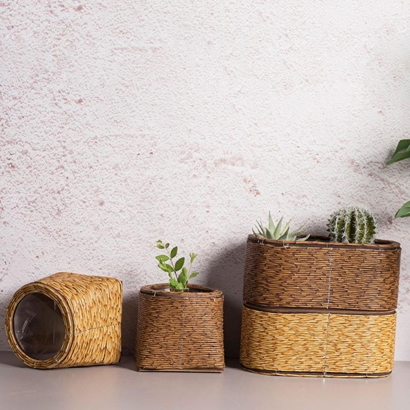 Natural Flower Plant Basket With Woven Rattan Design For Indoor And Outdoor Use Perfect For Herbs And Potted Flower Use