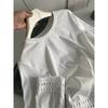 Hollowed-out lace hem pure cotton round-neck long-sleeve T-shirt for women, 2026 spring elegant Korean-style base shirt top