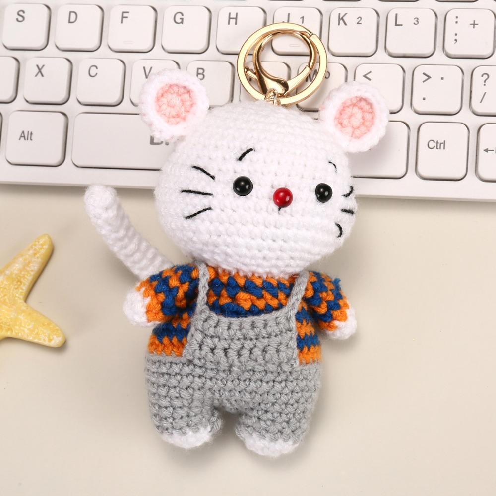 Backpack Charm Knitted Animal Keychain Handwoven Crochet Doll Key Ring Animal Pendant  Friend Gifts