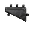 Bike Triangle Bag for Commuting, Black PVC Frame Storage Pouch with Long Zippered Compartment, Frame-Mounting Strap, 36x23x8cm