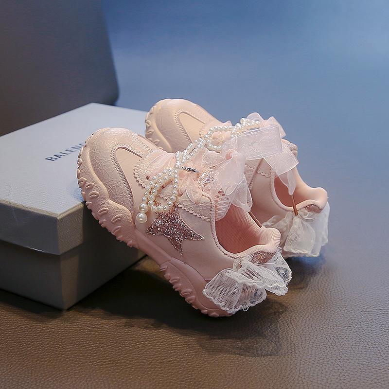 Girls shoes 2025 autumn new children's sports shoes baby girl princess dad shoes