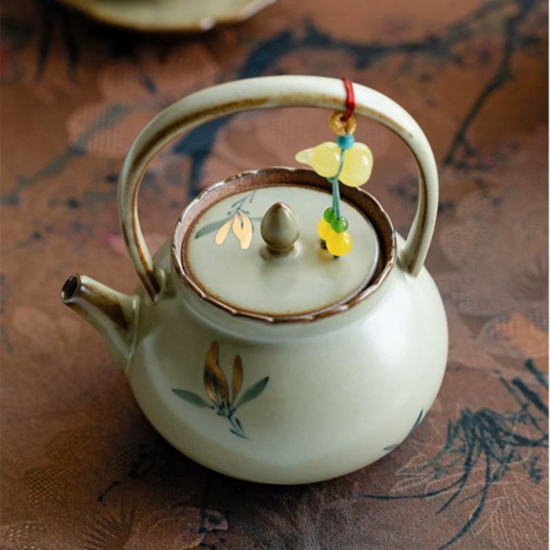 Chinese Hand-painted Butterfly Orchid Ceramic Teapot Small Capacity Handmade Tea Pot Beauty Tea Infuser Kettle Household Tea Set