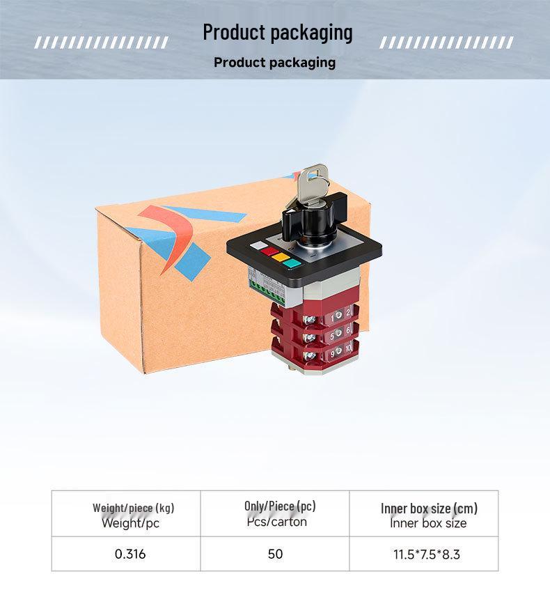 Zhuochao LW12-16/5822.3-72S4 Rotary Switch: 3-Section, 4-Speed with Indicator & Lock