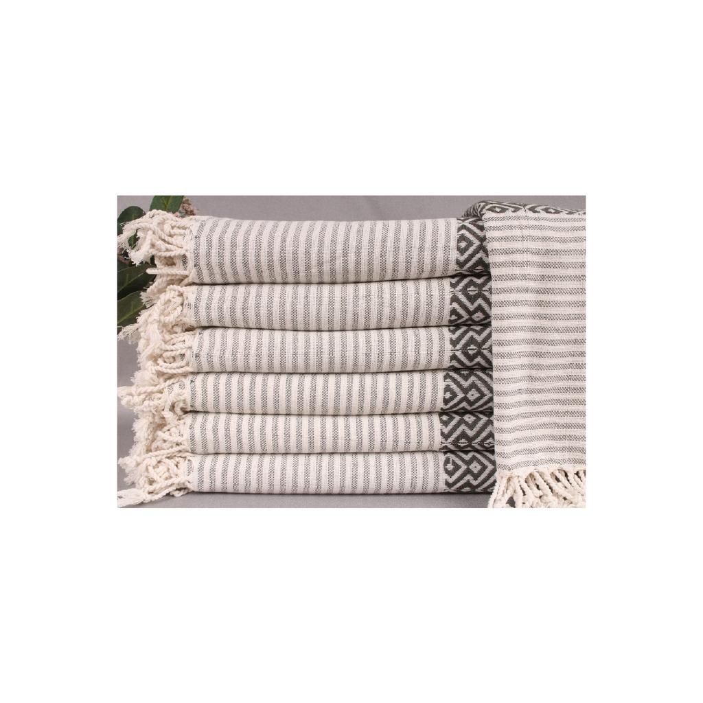 Peshtemal Black 95x190 Cm Cotton Beach Peshtemal Beach Towel