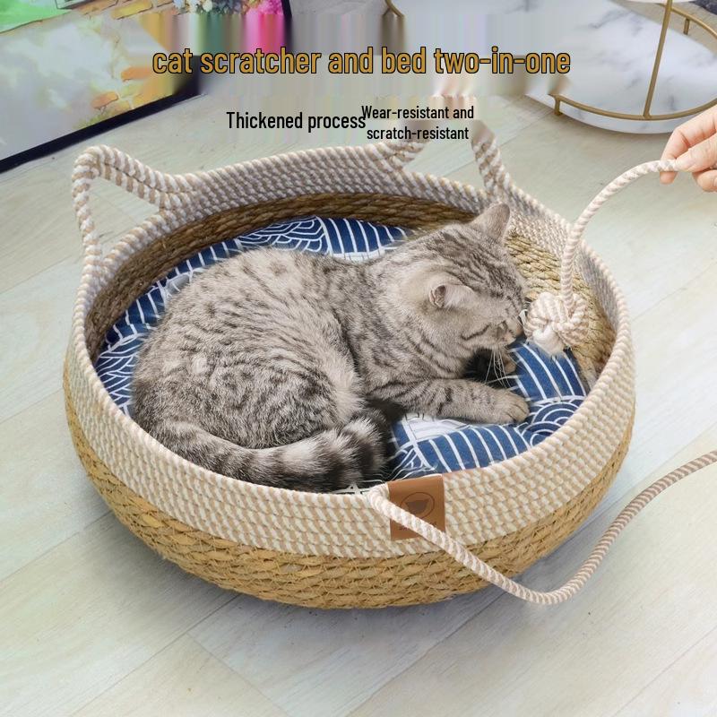 Newcomer Discount: Rattan Cat Bed & Scratching Board – All-Season Woven Mat