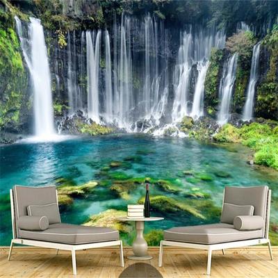 Grünes Wasserfall-Wandgemälde, natürliche Landschaft, Heimdekoration, Wohnzimmer, Sofa, Fernseher, Arbeitszimmer, Esszimmer, Hintergrundbild