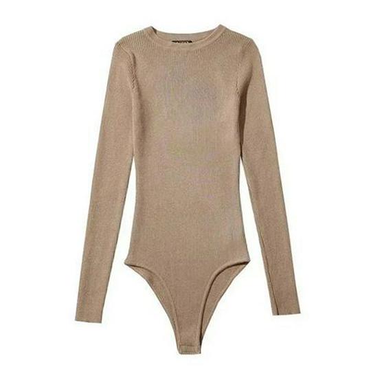 

Women’s Trendy Slim-Fit Sexy Round Neck Long Sleeve Base Layer Jumpsuit Top XL хакі