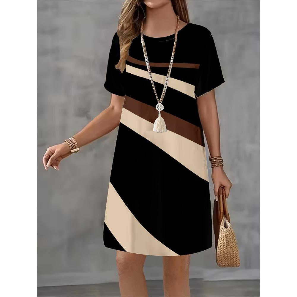Summer T-shirt Dress Women Retro 3d Print Mini Dresses Comfortable Plus Size 8XL Beach Casual Breathable Soft Dress