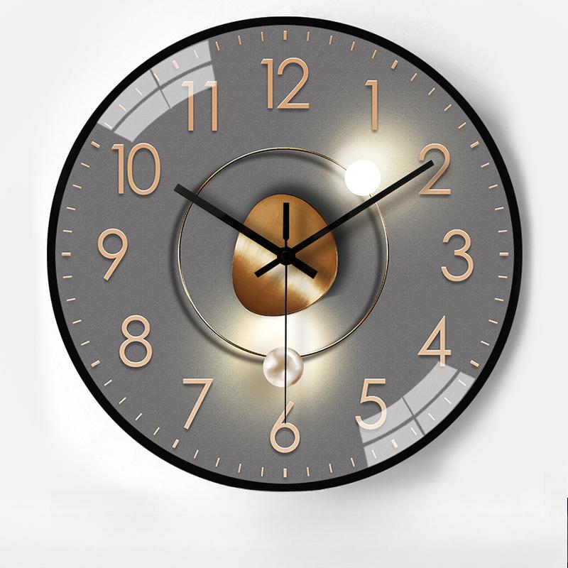 12-inch 30cm Light and Luxurious Light and Shadow Automatic Time-sensitive Radio Clock Home Living Room Bedroom Mute Clock Wall Clock