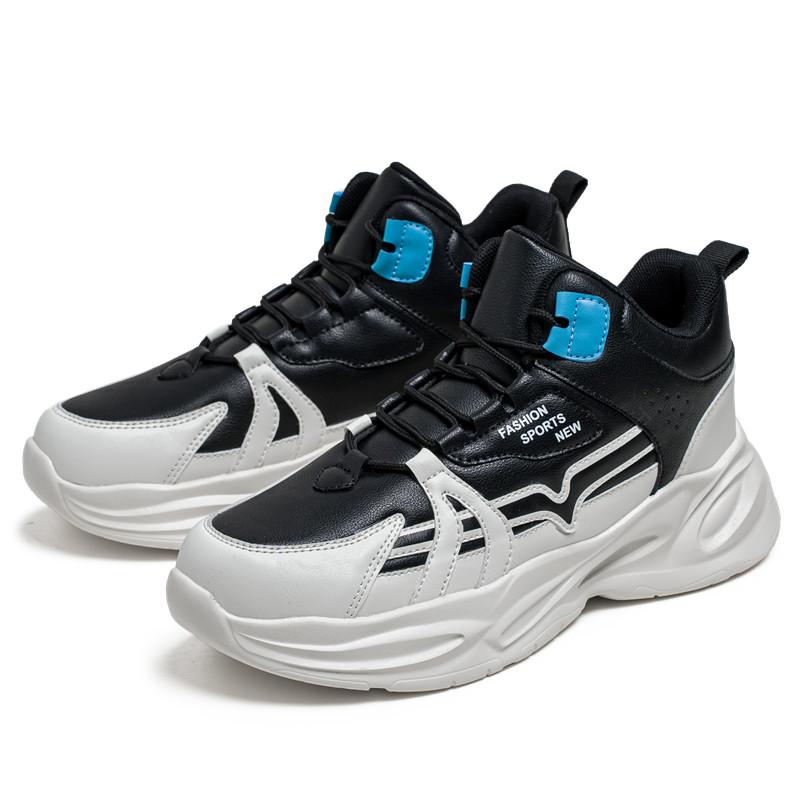 

Мужские новые кроссовки для бега на открытом воздухе, модные туфли для папы на толстой подошве 44 чёрный/белый