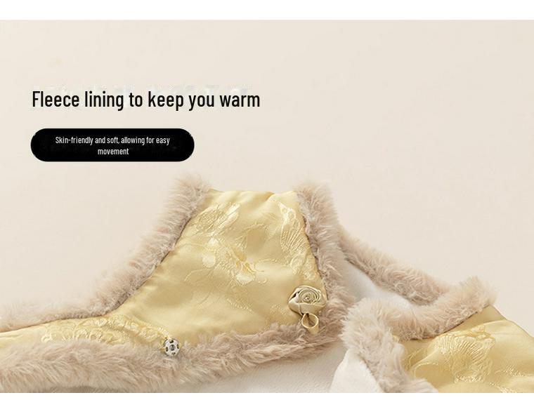 Youbao Winter Velvet Vest for Girls - New Chinese Style Tang Suit